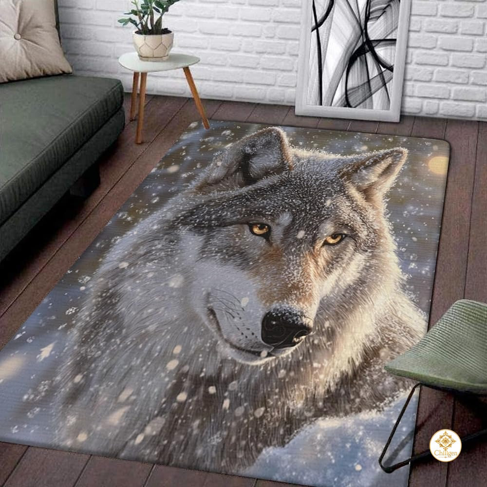 Custom Galaxy Wolves Welcome Mat with Wild Wolf Print - Wolf-ds15
