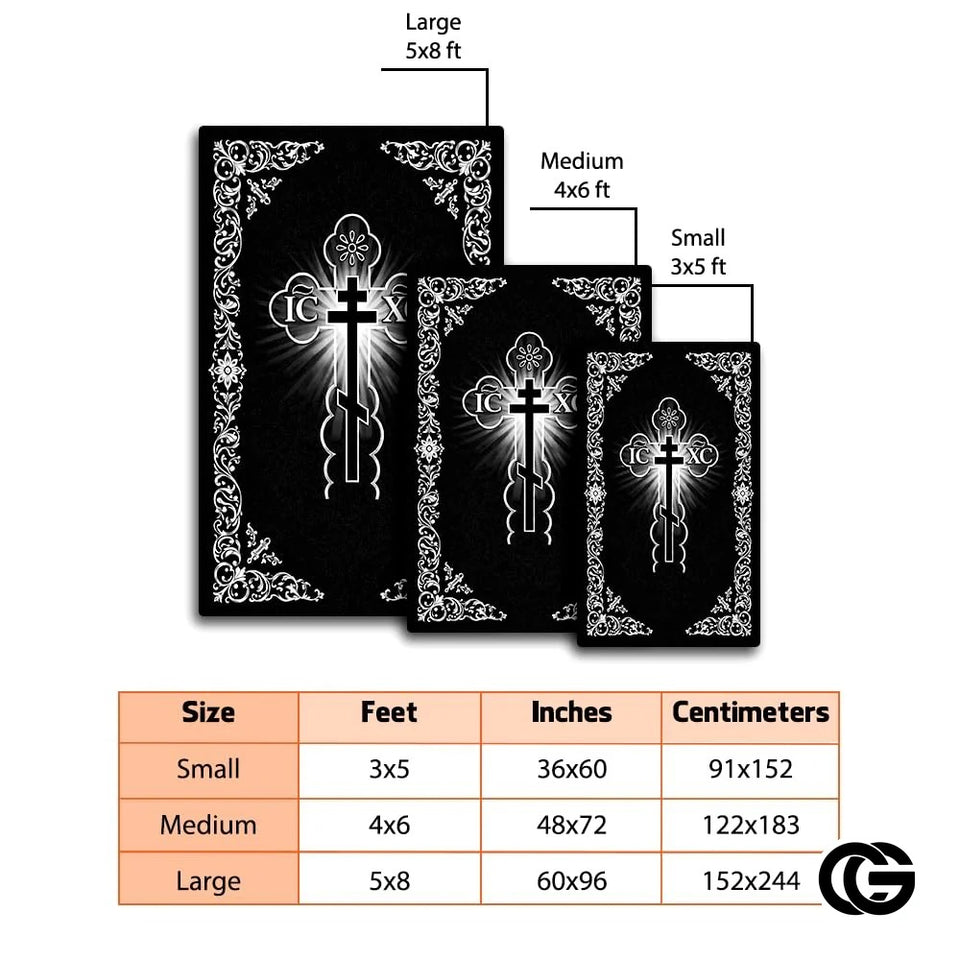 Personalized Orthodox Welcome Mat with Family Name and Cross - D10