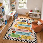 Personalized Teachers Classroom Rug, Custom Teacher Name Classroom Rules Area Rug, Feeling Chart Calming Corner Mat, Kindergarten Educational Back to School Class Decor (D4)