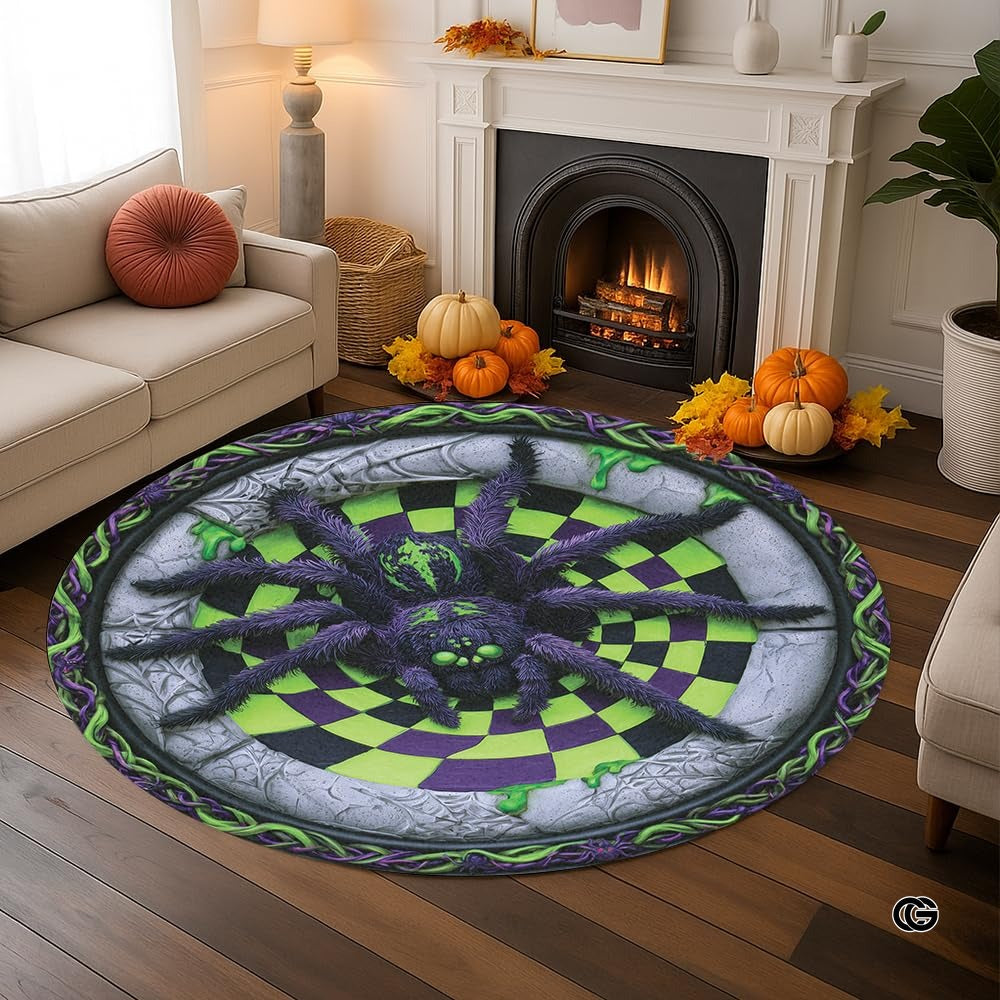 Custom Halloween 3D Effect Optical Illusion Spooky Round Rug (D6)