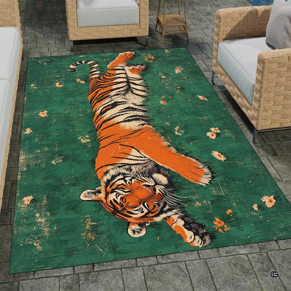 Home lounge arrangement displaying the serene tiger wildflower accent rug - thumbnail image 7 of 9