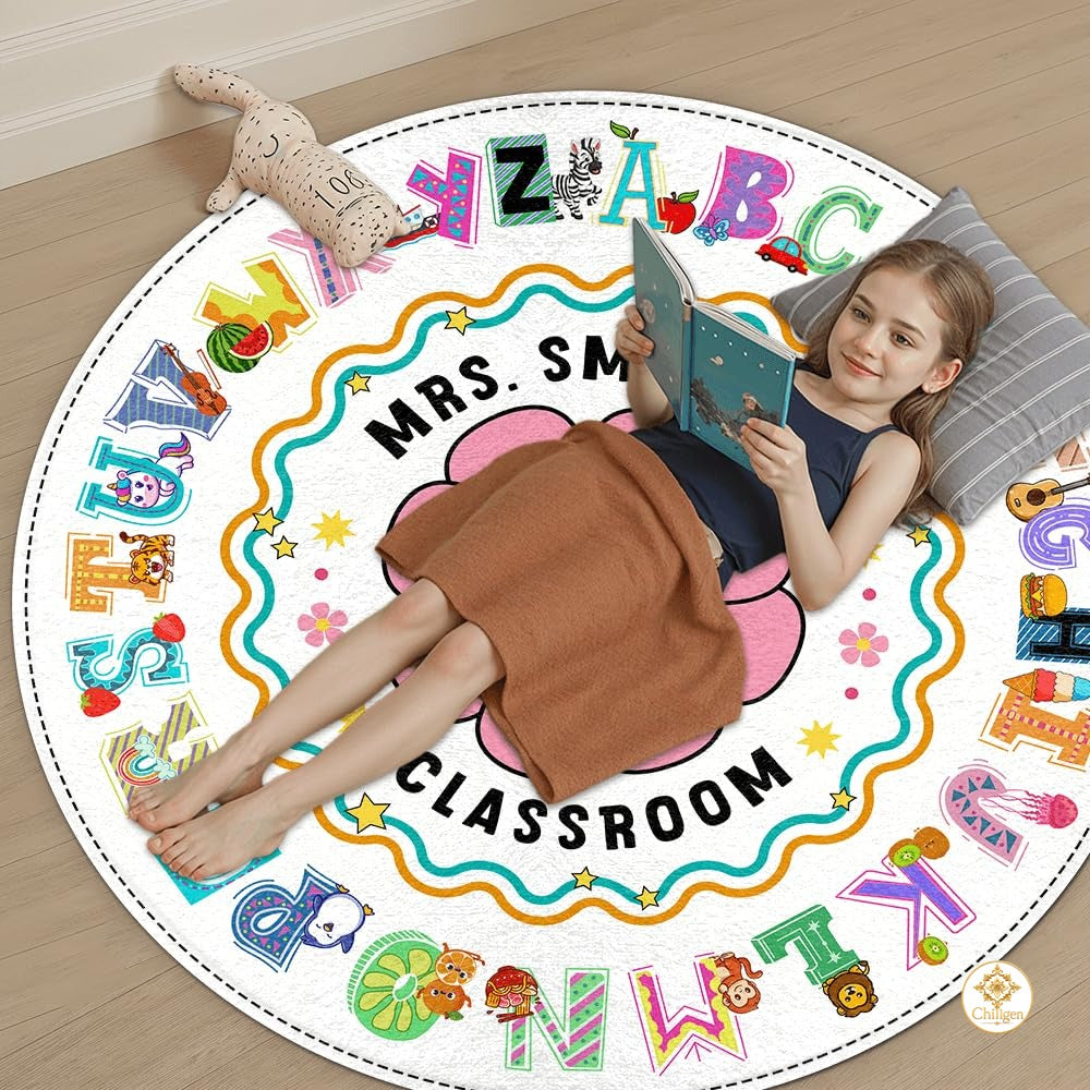 Custom Educational Welcome Mat with ABC and Feelings Design