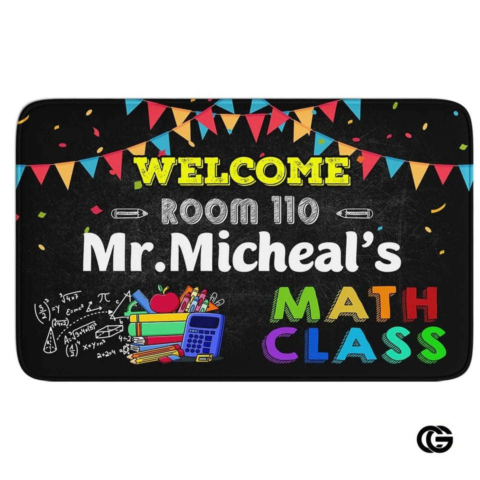 Custom Mathematics Education Rug for Classroom and Playroom - Welcome to Math Class / 3' x 5' (Rectangular)