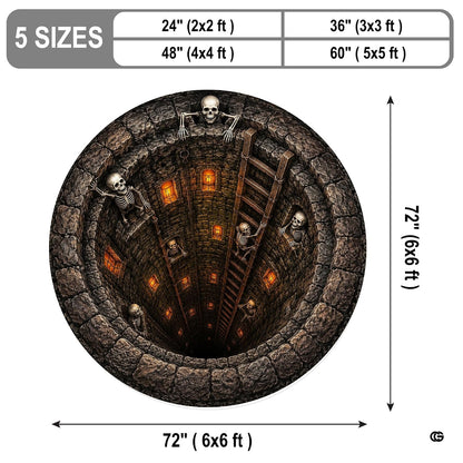 Custom Halloween 3D Optical Illusion Round Rug Skeleton Horror Area Rug (1, #13)