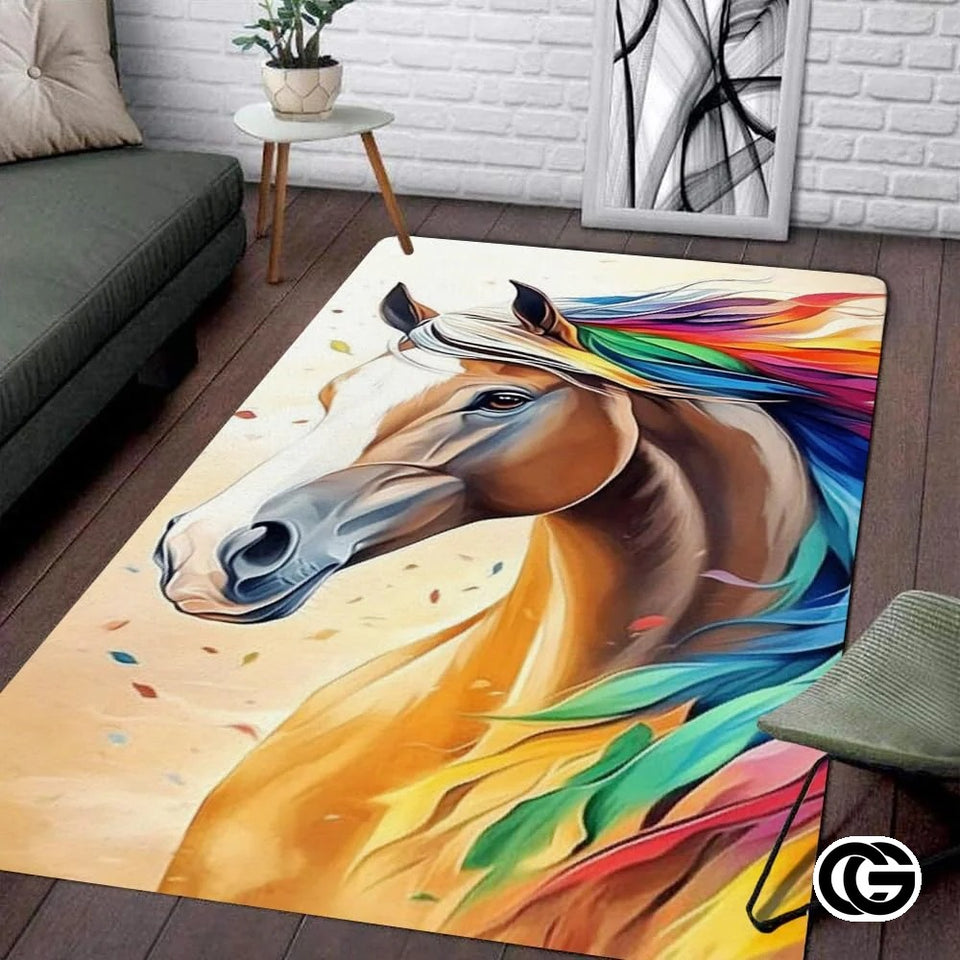 Custom Running Horse Welcome Mat for Front Door and Entryway