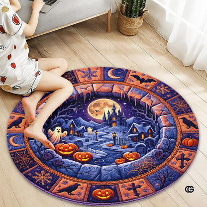 Custom Halloween 3D Effect Optical Illusion Spooky Round Rug (D14)