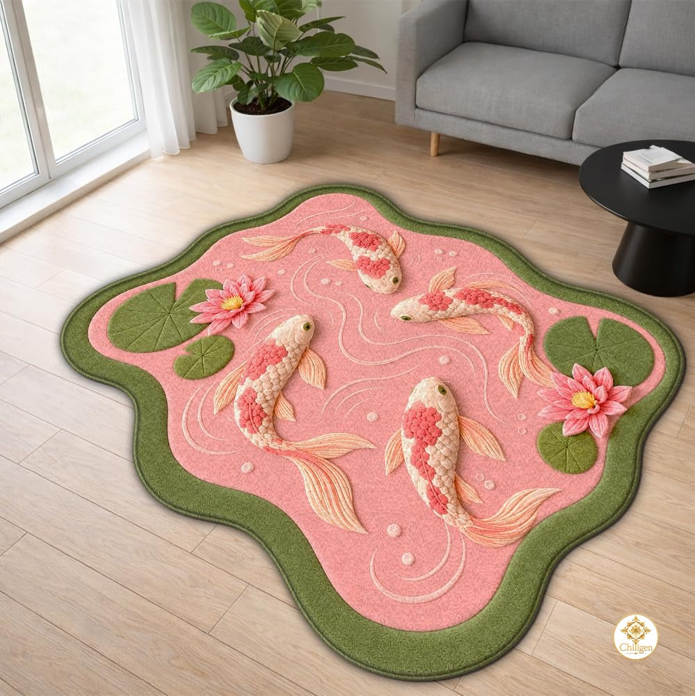 Custom Koi Fish Shaped Area Rug for Bedroom and Living Room