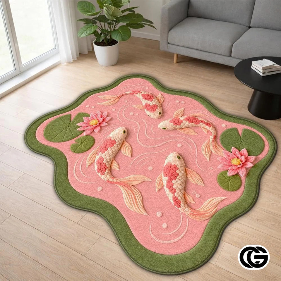 Custom Koi Fish Shaped Area Rug for Bedroom and Living Room