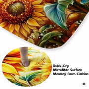 Overhead view of sunflower area rug 8x10 displaying detailed seed centers, amber hues, and botanical illustration styling. - thumbnail image 3 of 8