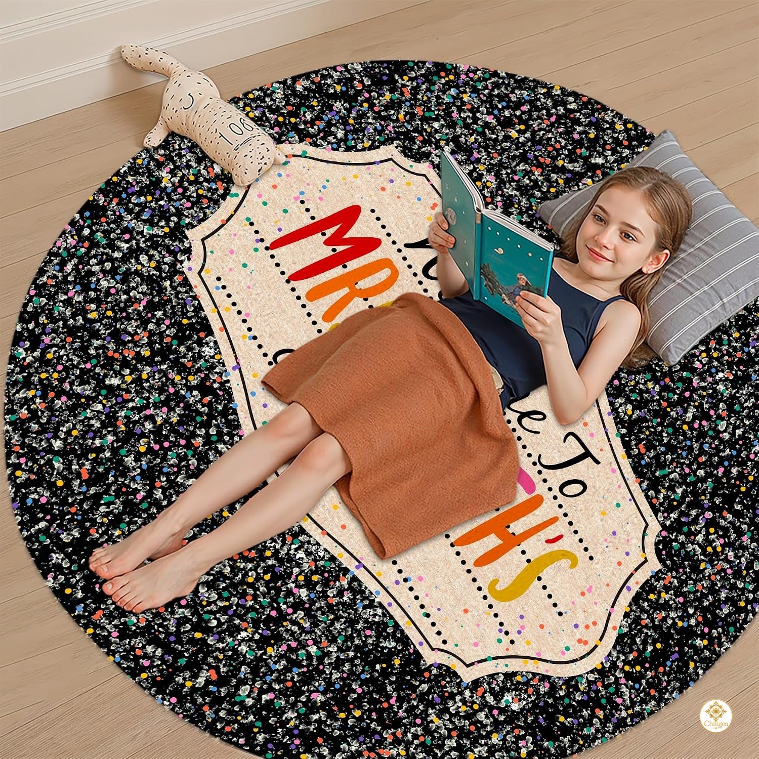 Personalized Teacher Welcome Mat with Custom Name and Crayon