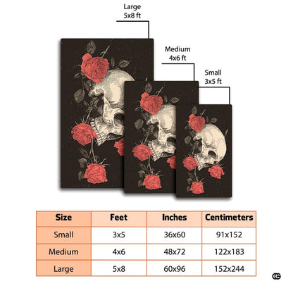 Visual proportion guide illustrating small 3x5, medium 4x6, and large 5x8 area rug dimensions - thumbnail image 4 of 8