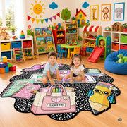 Personalized Composition Notebook Classroom Shaped Rugs for Kids (A01) | Custom Pennant Flag Carpet for Reading Corner, Non-Slip Apple Shape Rug Mat, Classroom Decor, Back To School Gift