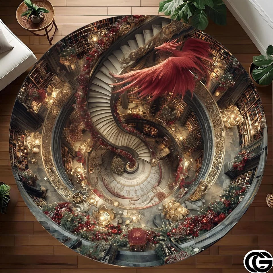 Custom Dragon Welcome Mat with Optical Illusion and Non-Slip Backing