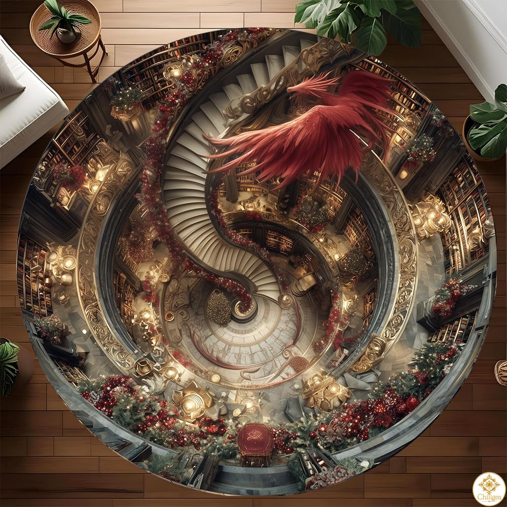 Custom Dragon Welcome Mat with Optical Illusion and Non-Slip Backing