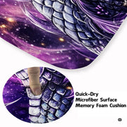Close-up view of the soft microfiber surface, dragon scales, and purple floral blossoms - thumbnail image 3 of 8