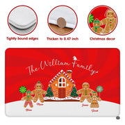 Feature diagram highlighting tightly bound edges and 0.47-inch thickness of gingerbread Christmas rug - thumbnail image 5 of 9