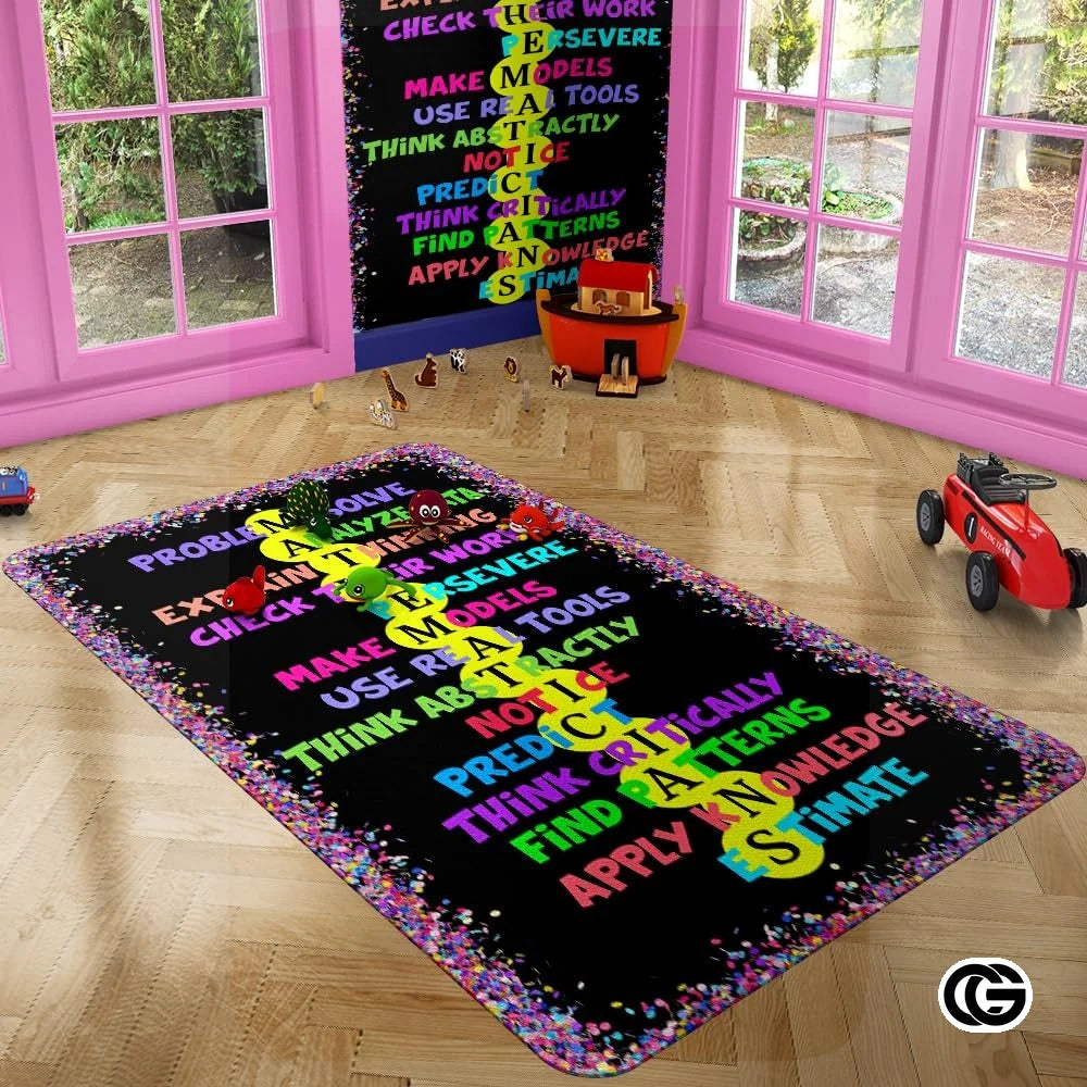 Custom Mathematics Education Rug for Classroom and Playroom