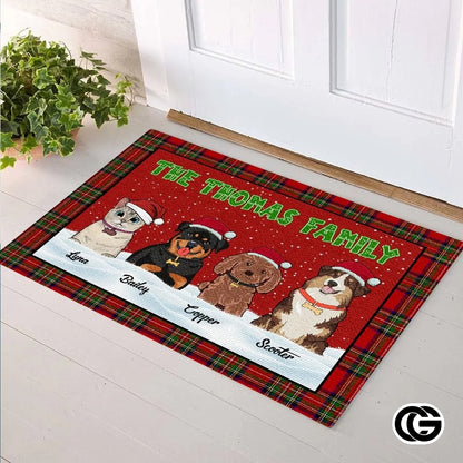 Personalized Christmas Doormat with Custom Family Name and Text