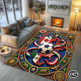 Personalized Soccer Welcome Mat with Custom Name and Trophy - D3