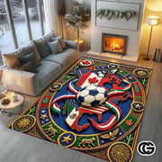 Personalized Soccer Welcome Mat with Custom Name and Trophy - D3