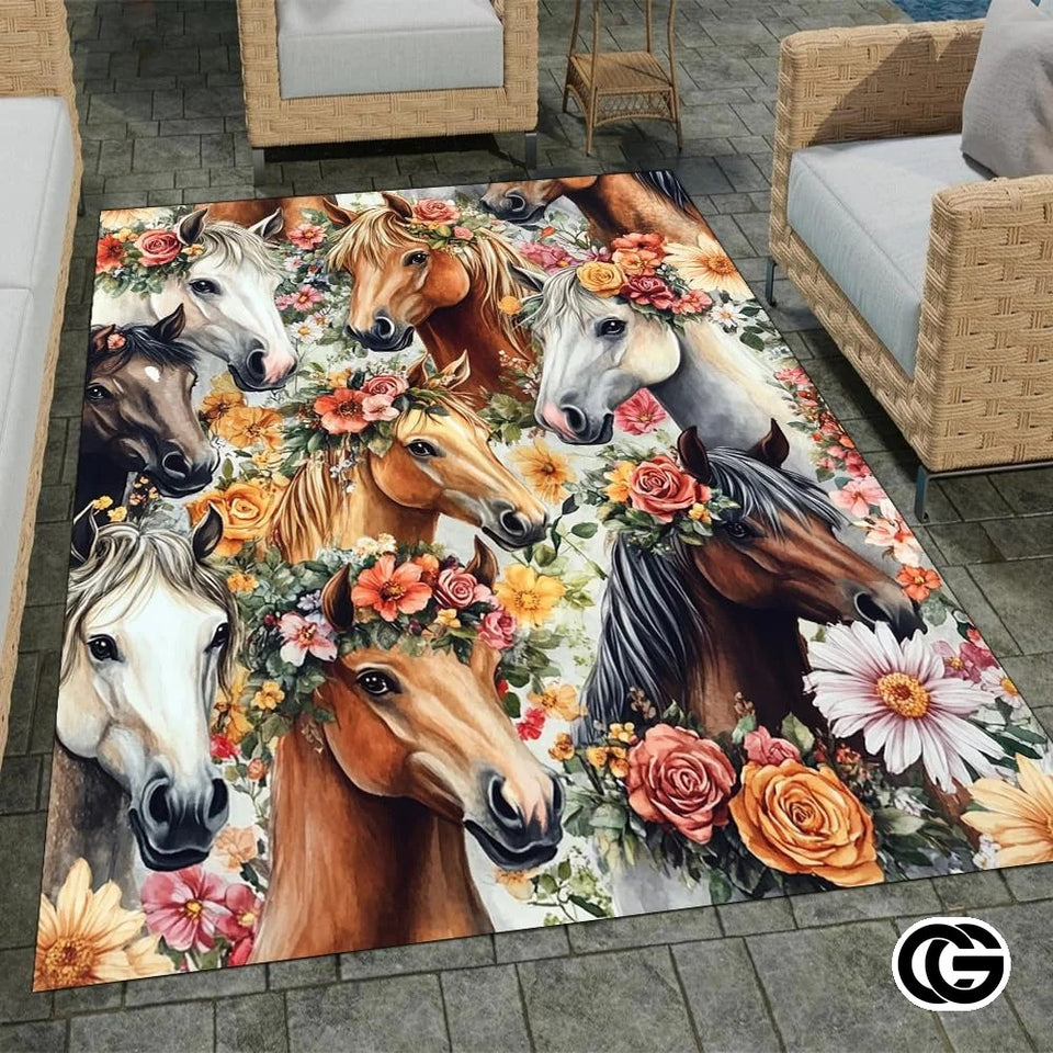 Custom Running Horse Area Rug for Living Room and Bedroom