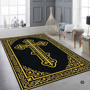 Personalized Orthodox Christian Area Rug, Custom Eastern Orthodox Russian Greek Byzantine Non-Slip Rug for Women Men, IC XC Nika Cross Mat for Living Room, Bedroom, Church Decor (D6)