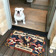 Custom Family Name Doormat with Patriotic Hunting Art