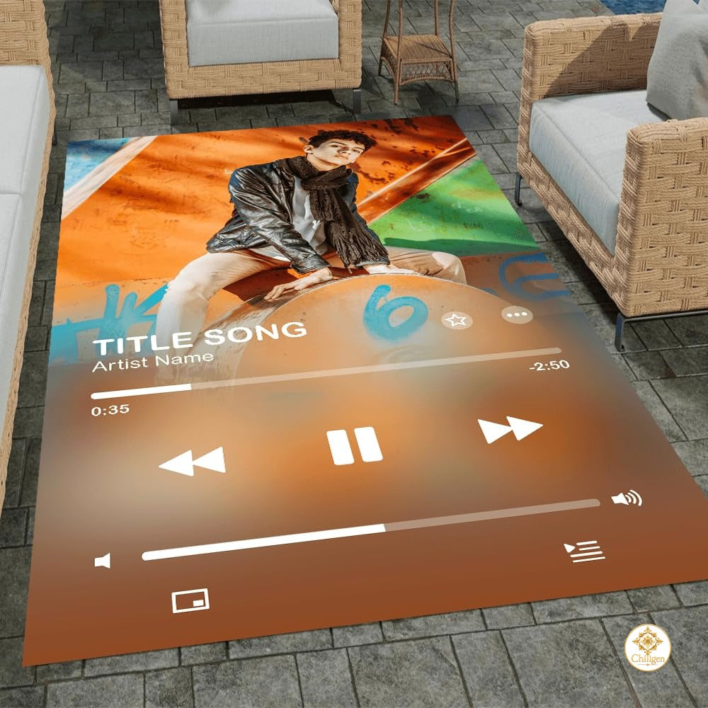 Personalized Music Welcome Mat with Custom Photo and Text - Album-03