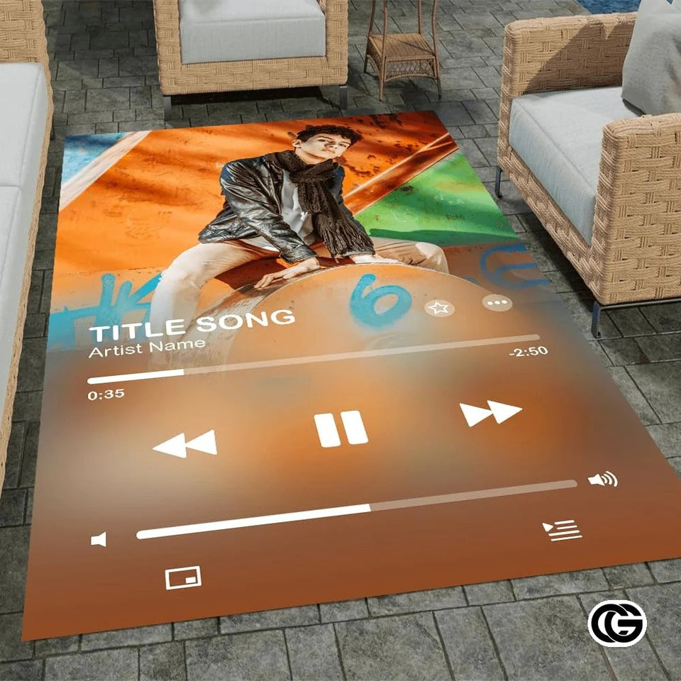 Personalized Music Welcome Mat with Custom Photo and Text - Album-03