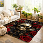 Personalized Witch Area Rug with Name - Custom Halloween Rug, Black Cat & Raven Floor Carpet, Spooky Gothic Home Decor, Non Slip Rugs (Style 5)