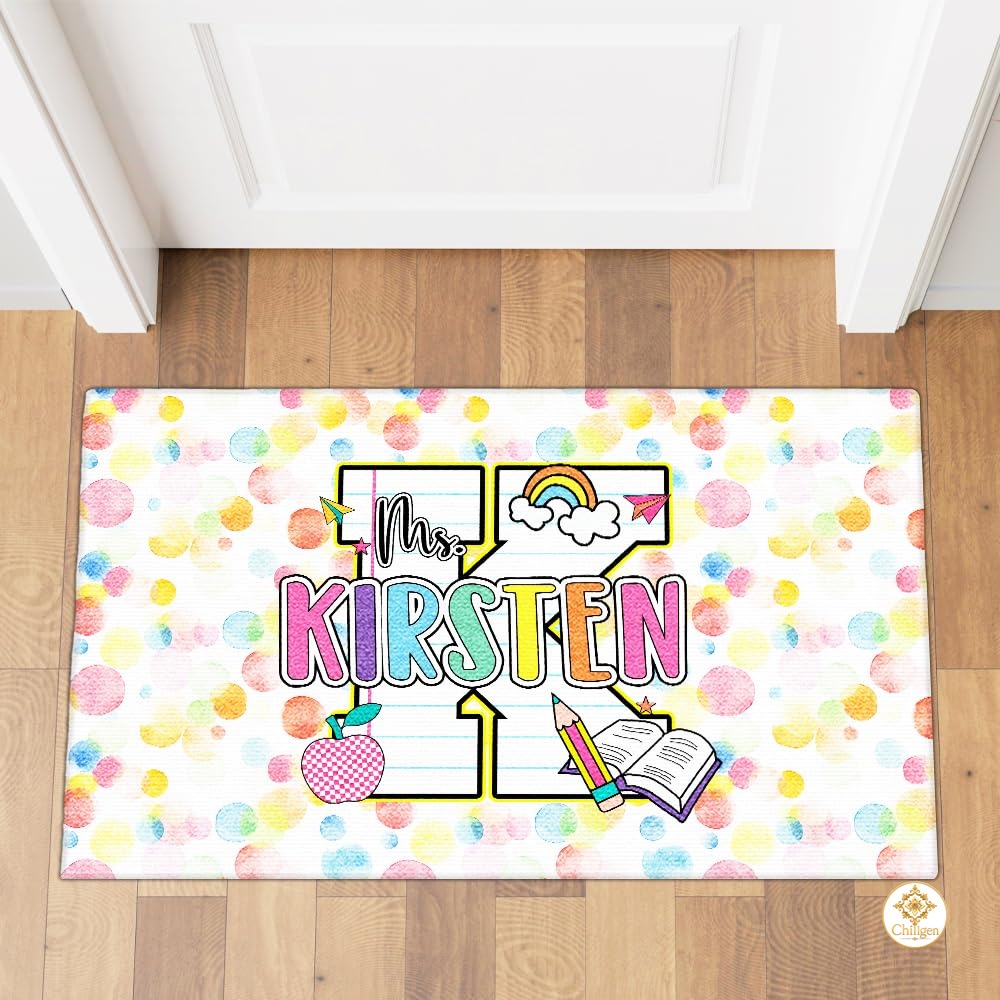 Custom Teacher Doormat with Personalized Name and Classroom Theme
