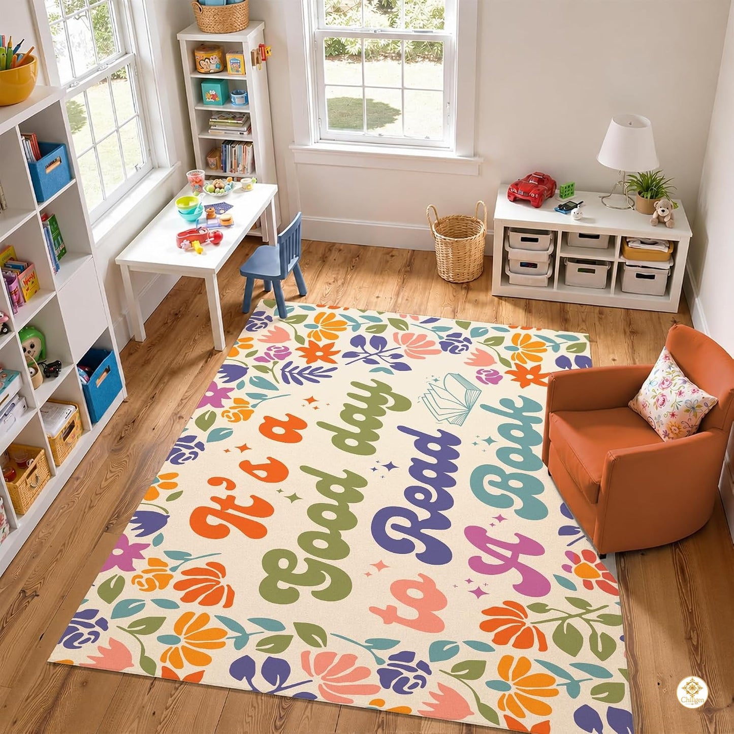 Custom Book Rug for Classroom and Reading Nooks - A Good Day To...