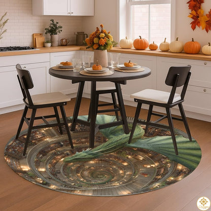 Personalized Dragon Round Rug with 3D Illusion and Low Pile