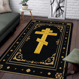 Personalized Orthodox Christian Area Rug, Custom Eastern Orthodox Russian Greek Byzantine Non-Slip Rug for Women Men, IC XC Nika Cross Mat for Living Room, Bedroom, Church Decor (D2)