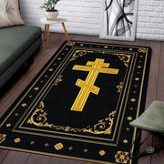 Personalized Orthodox Christian Area Rug, Custom Eastern Orthodox Russian Greek Byzantine Non-Slip Rug for Women Men, IC XC Nika Cross Mat for Living Room, Bedroom, Church Decor (D2)