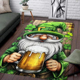 Jolly Irish leprechaun beer mug living room area rug with frothy golden ale and shamrocks