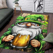 Jolly Irish leprechaun beer mug living room area rug with frothy golden ale and shamrocks - thumbnail image 1 of 8