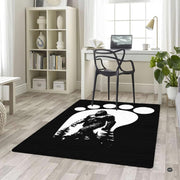 Home office desk setup with swivel chair placed over the black and white bigfoot track area rug - thumbnail image 5 of 5