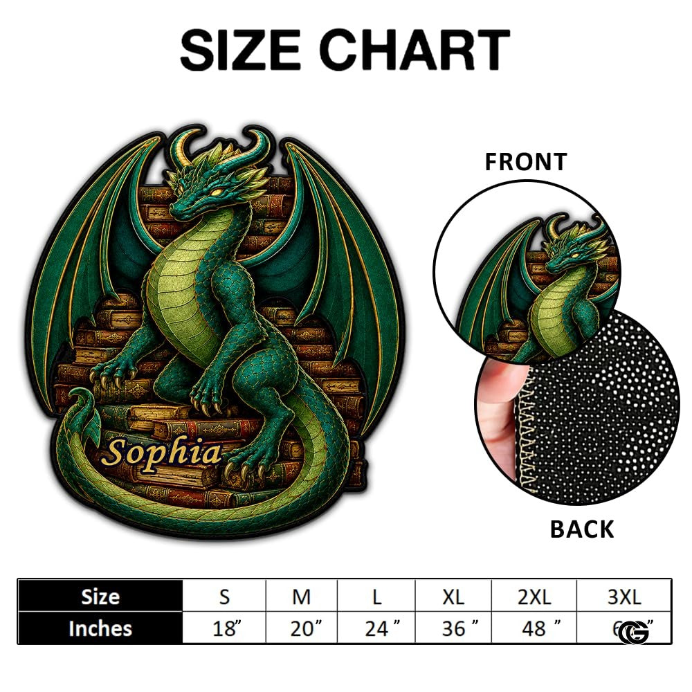 Custom Dragon Shaped Area Rug, Personalized Library Western Dragon Shaped Floor Mat Book Rug, Non-Slip Reading Room Carpet for Living Room, Bedroom, Dorm, Kids Room, Fans Lover (D10)