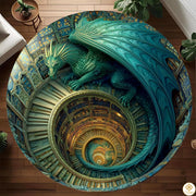 Personalized Dragon Welcome Mat with 3D Effect and Library Art