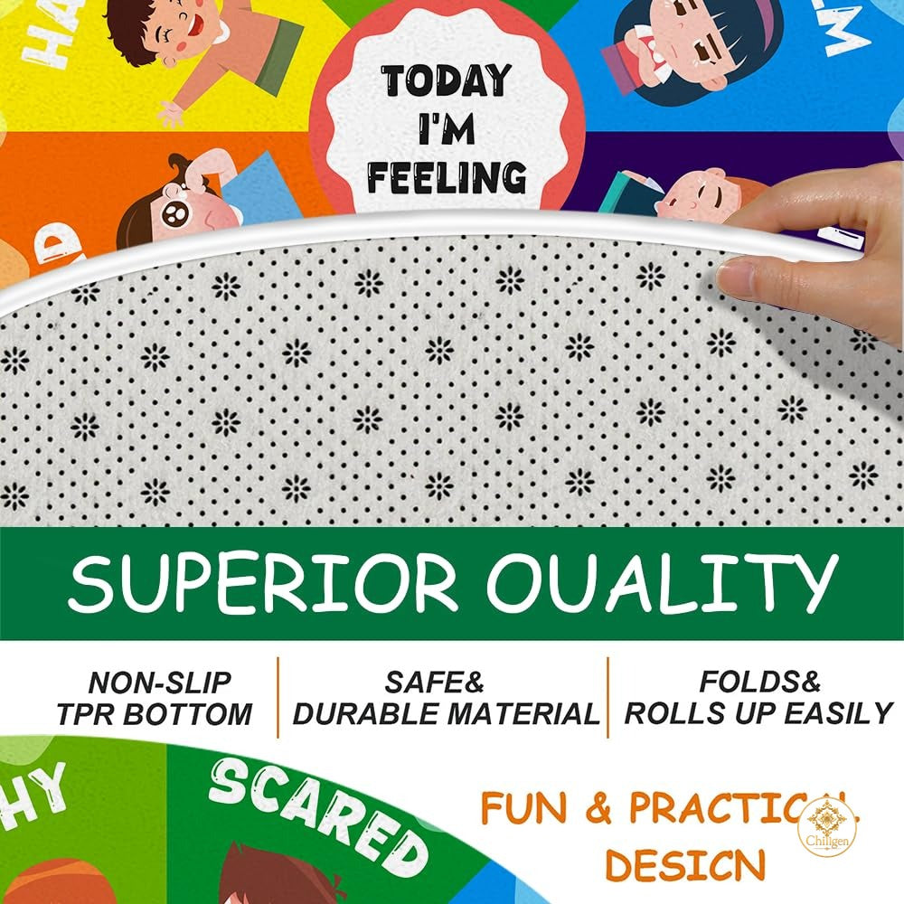 Custom Feelings Wheel Welcome Mat for Classroom and Office