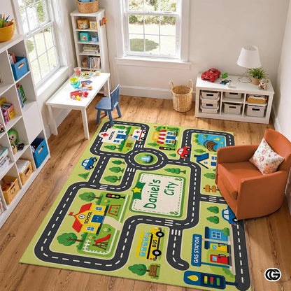 Personalized Road Map Welcome Mat with Custom Name and Streets