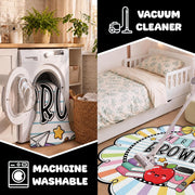Personalized Composition Notebook Classroom Shaped Rugs for Kids (A02) | Custom Pennant Flag Carpet for Reading Corner, Non-Slip Apple Shape Rug Mat, Classroom Decor, Back To School Gift