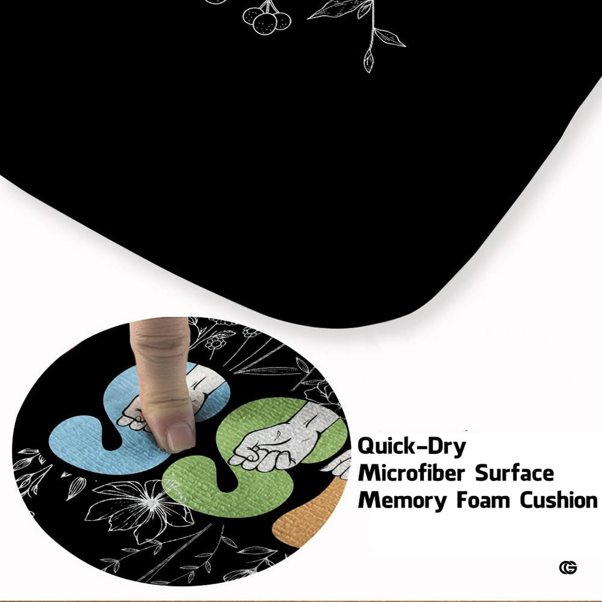 Non-slip grip backing texture and resilient construction of teacher area rug.