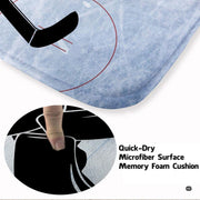 Soft low-pile microfiber surface texture on hockey goalie sports rug - thumbnail image 3 of 7