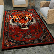 Home lounge arrangement displaying the antique crimson tiger accent rug - thumbnail image 7 of 8