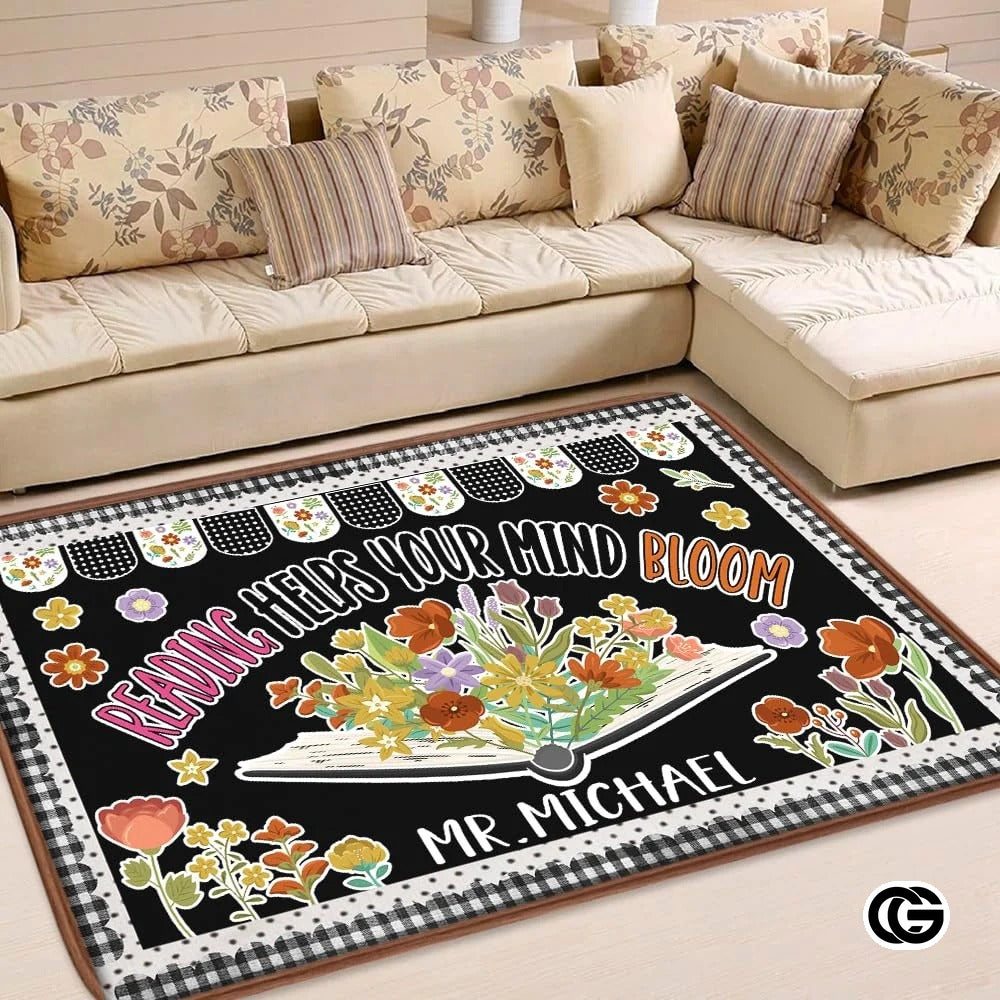 Custom Handprints Welcome Mat with Colorful Design and Text - Reading