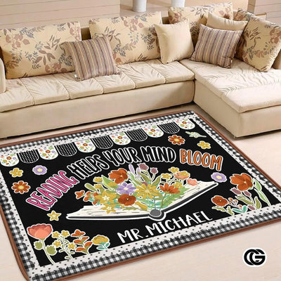 Custom Handprints Welcome Mat with Colorful Design and Text - Reading