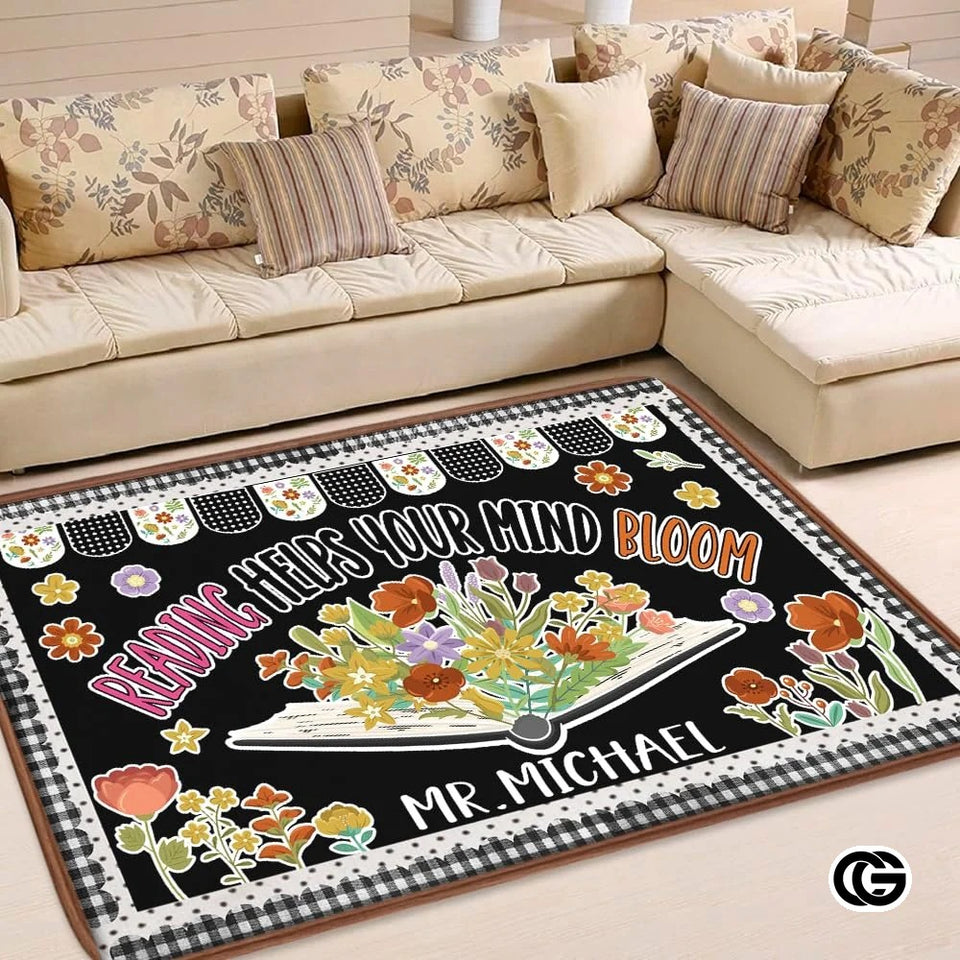Custom Handprints Welcome Mat with Colorful Design and Text - Reading
