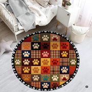 Custom Dog Paw Round Rug Patchwork Area Rug for Pet Lovers (1, A1)